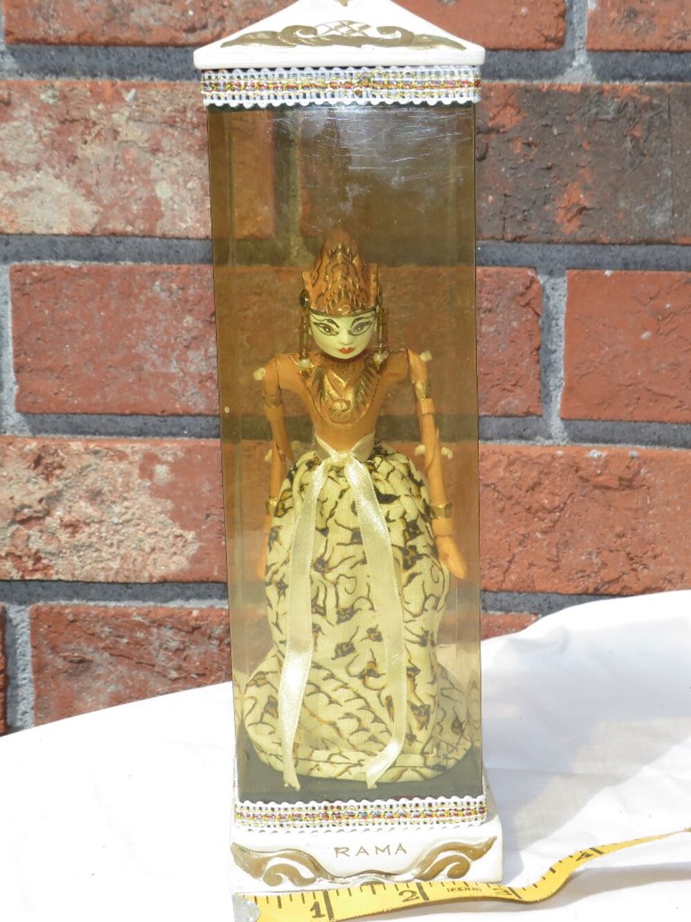 Vintage Indonesian Wayang Golek Puppet in Handcrafted Display Case | Javanese